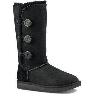 NEW UGG Bailey Button Triplet II Tall Boots Womens 9 Cozy Fur Black Suede